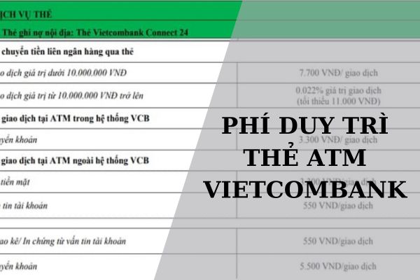 Cập Nhật Phí Duy Trì Thẻ ATM Vietcombank Mới Nhất 2023