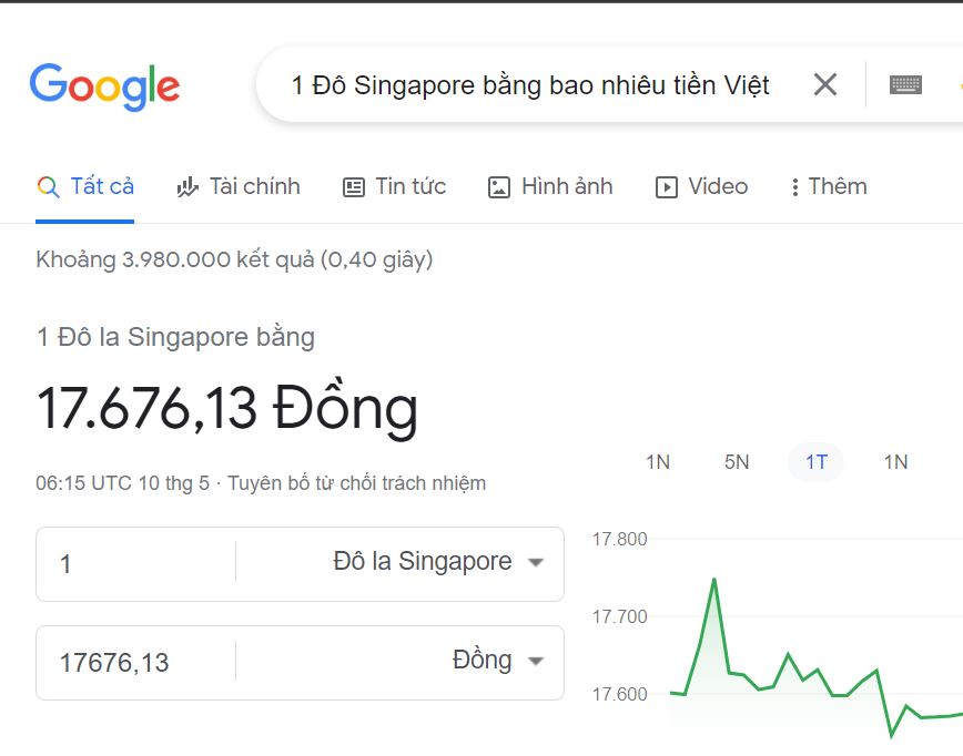 doi singapore sang vnd tren google