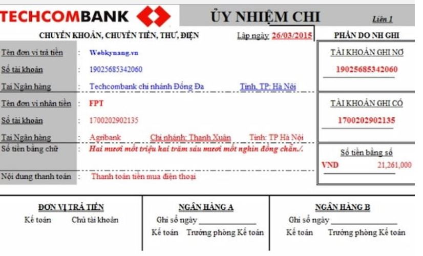 mau giay uy nhiem chi ngan hang techcombank moi nhat