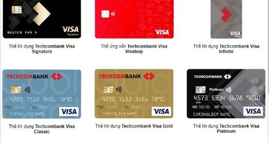 cac loai the visa ngan hang techcombank